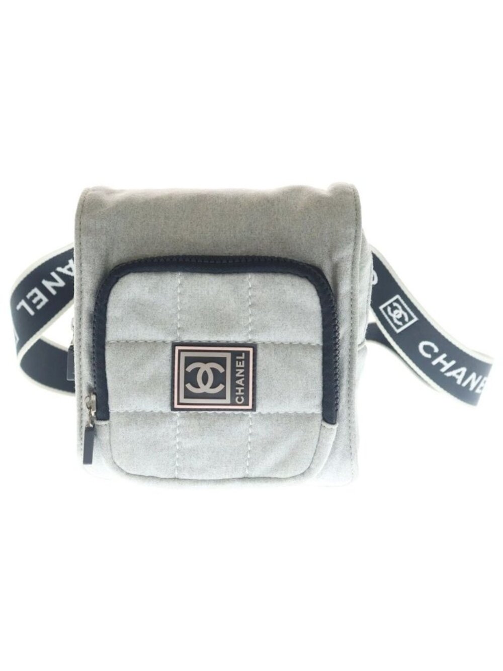Chanel Sports Line Choco Bar Waist Pouch Cotton Gray